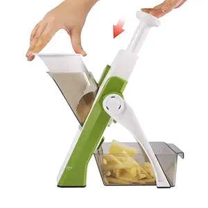 All in 1 Multi-Purpose Mandoline Slicer, Chopper, Dicer Ideal For Vegetable & Fruits Chopper Cutter With Stainless Steel Blade & Safety Holder/Pusher With 30+ Adjustmen