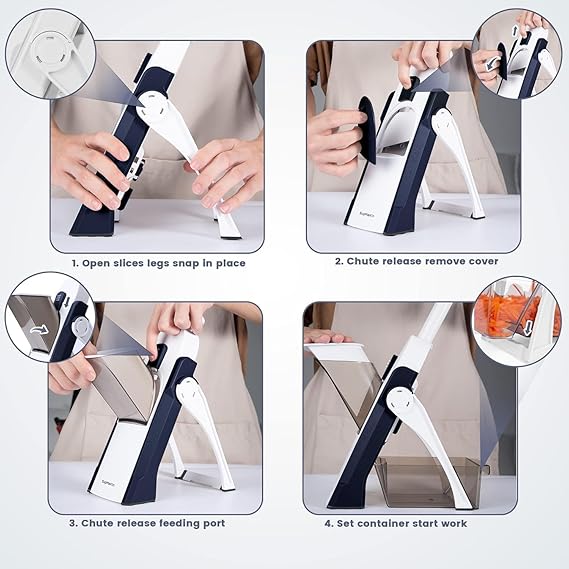 All in 1 Multi-Purpose Mandoline Slicer, Chopper, Dicer Ideal For Vegetable & Fruits Chopper Cutter With Stainless Steel Blade & Safety Holder/Pusher With 30+ Adjustmen