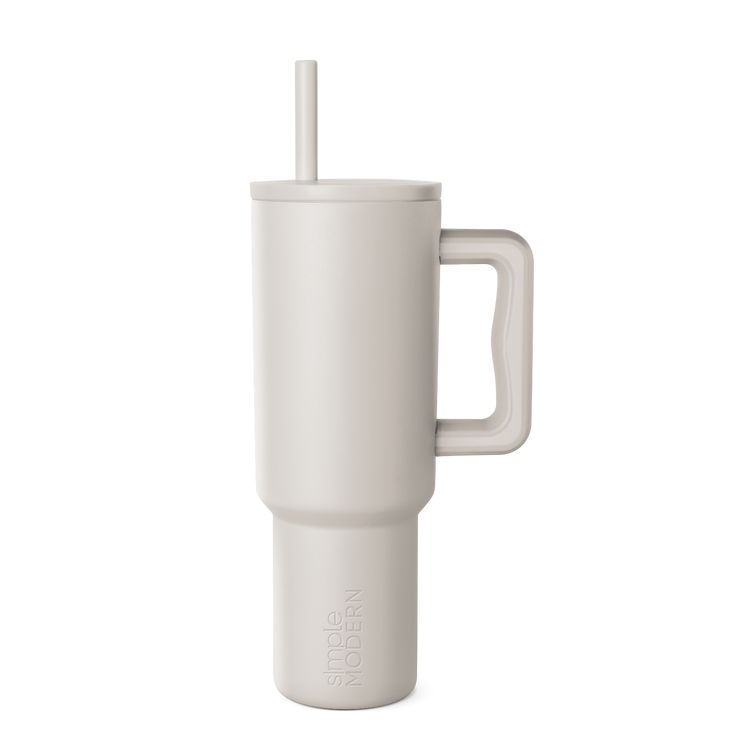 1200ml Stainless Steel Tumbler with Lid and Straw Vacuum Insulated Tumbler Double Wall Reusable Tumbler Bottle with Handle Leak Proof Tumbler for Office, Gym (Beige)