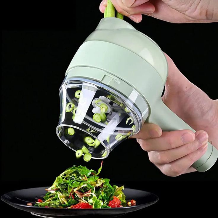 4-in-1 Wireless Electric Vegetable Chopper & Slicer Set – Rechargeable Handheld Food Processor for Garlic, Onion, Ginger, Chili – USB Charging, Easy Clean, Vegetables Slicer