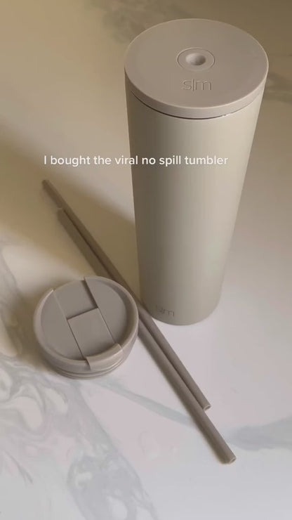 1200ml Stainless Steel Tumbler with Lid and Straw Vacuum Insulated Tumbler Double Wall Reusable Tumbler Bottle with Handle Leak Proof Tumbler for Office, Gym (Beige)